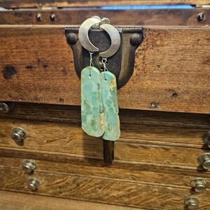 Navajo Made Turquoise Slab Earrings